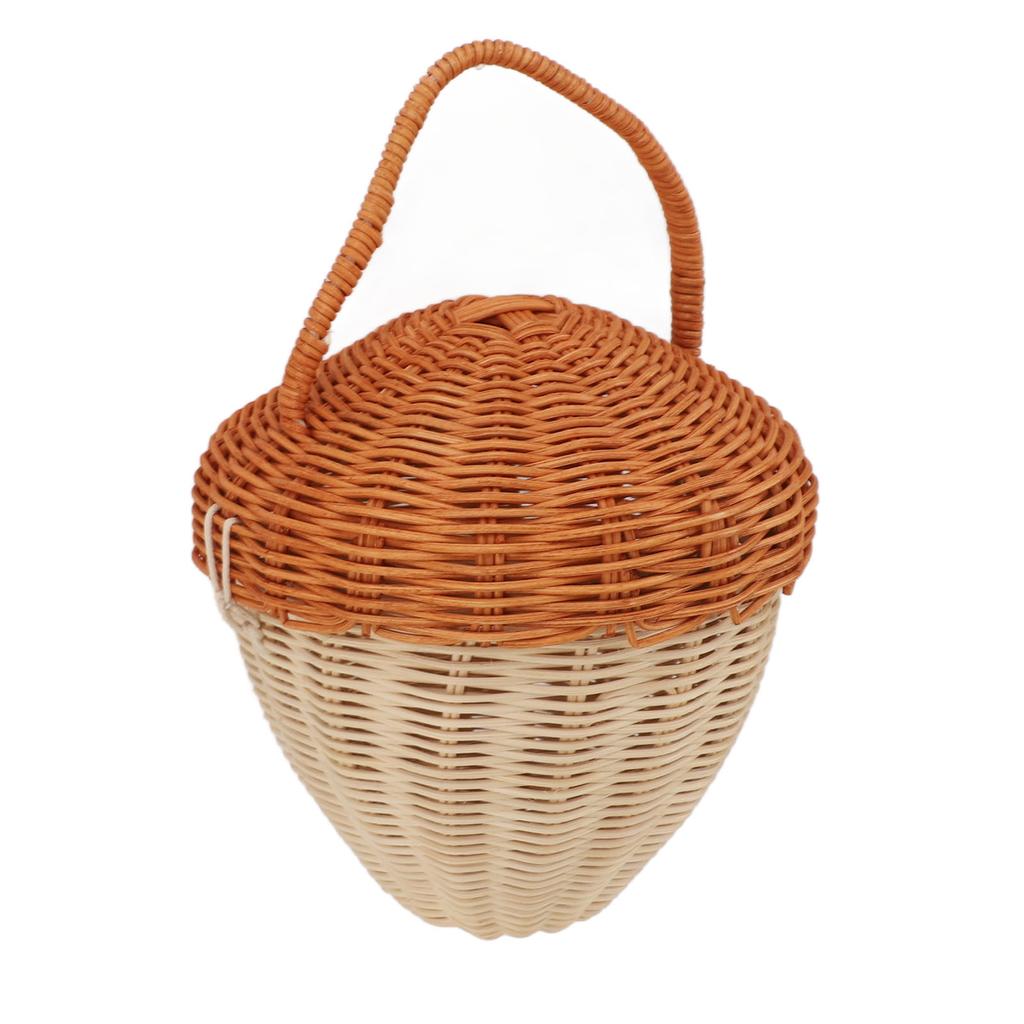 Rattan Storage Basket Mushroom Shape Decorative Woven Fruit Basket Wall Hanging Storage Basket with Lid Photo Prop Room