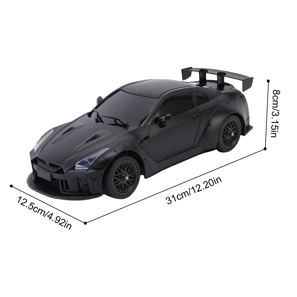 1:16 2.4G RC Drift Car with Gyro, LED Lights, Interchangeable Tires, Remote Control Car for Adults and Kids Black 1