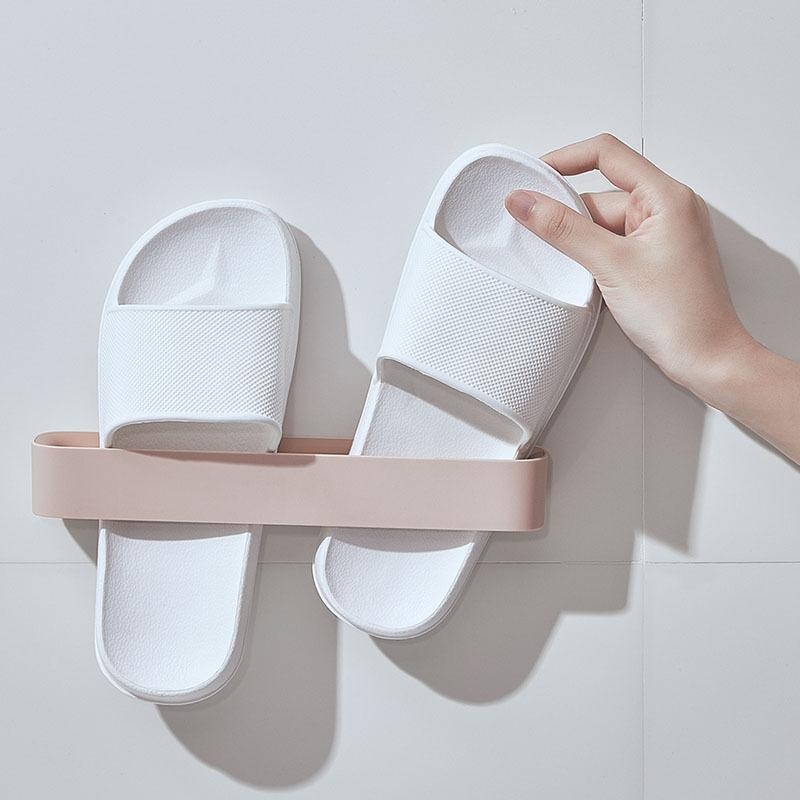 Полка для тапочек в ванной, самоклеящаяся, без проколов, настенная, с крючком, экономящая место, настенная полка для туалета, домашняя полка для хранения вещей