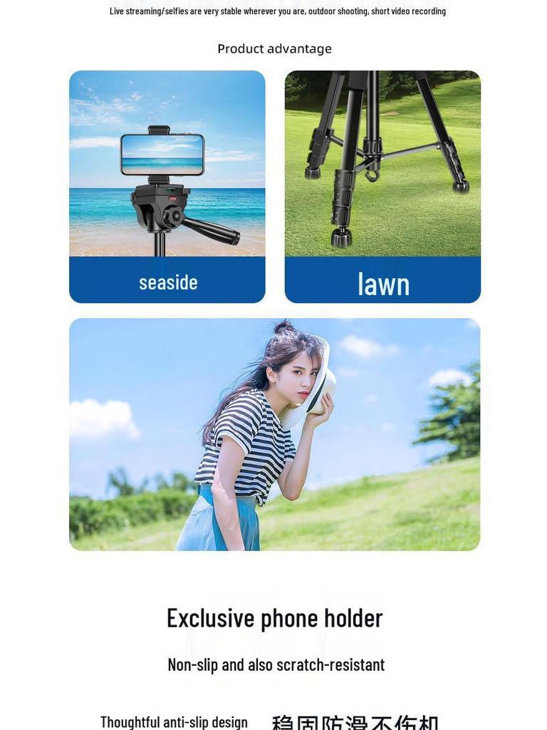 Professional DSLR Camera Phone Floor Stand & Tripod for Live Streaming and Photography