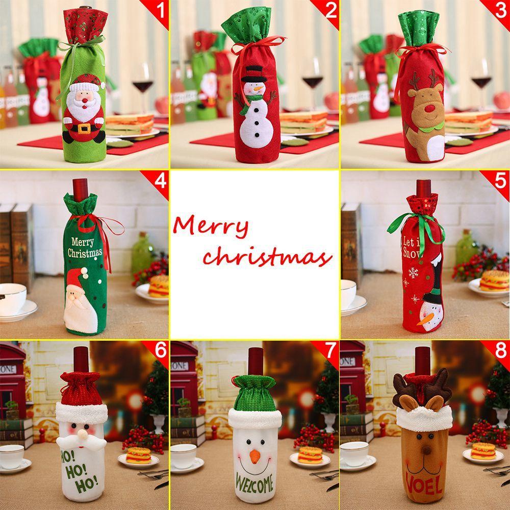 Colorful Snowman Santa Claus Champagne Package Dinner Table Decor Christmas Wine Bottle Cover Bag