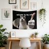 Многоразовый Гобелен с Мемом Кота Прочный Высококачественный Разных Размеров Плоская Печать Забавный Для Общежития Спальни Гостиной