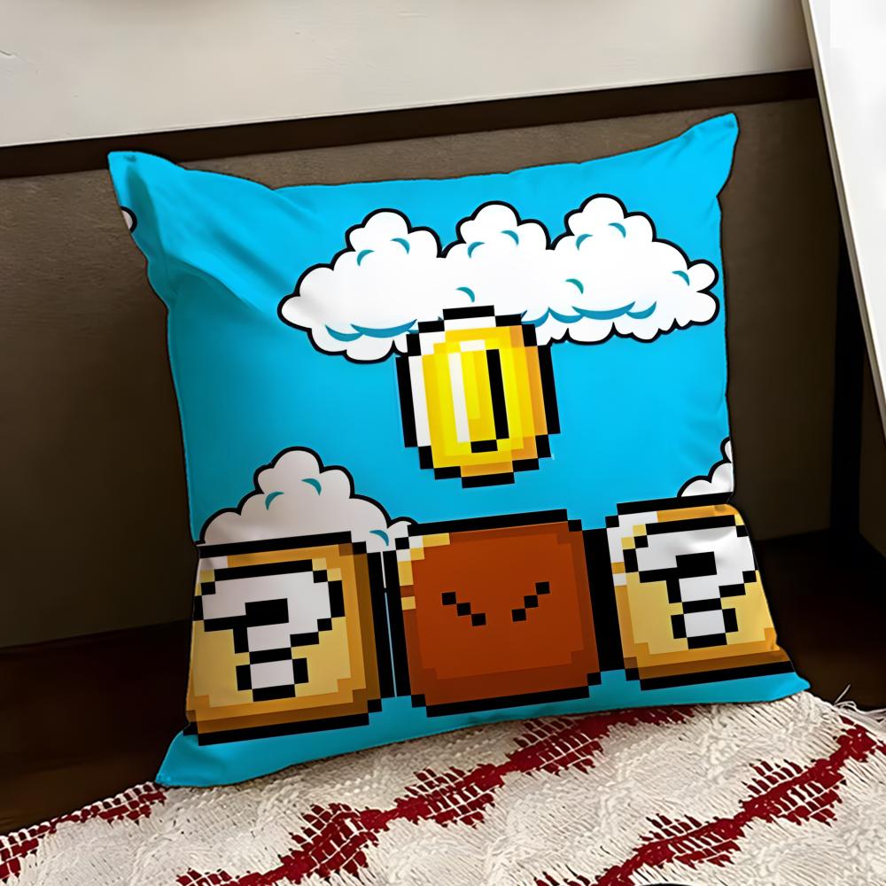 SSuper Cute Style MMarioS Cushion Cover Reversible Soft Durable Pillow Cover Home Car MultiScene Use for Daily Comfort