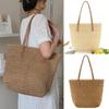 Women Woven Straw Tote Bag with Zipper Beach Bag Boho Handbag Straw Shoulder Bag