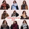 "2024 Women's Plaid Shawl: Thickened Korean Style, Elegant British Design, Warm Autumn/Winter Scarf"