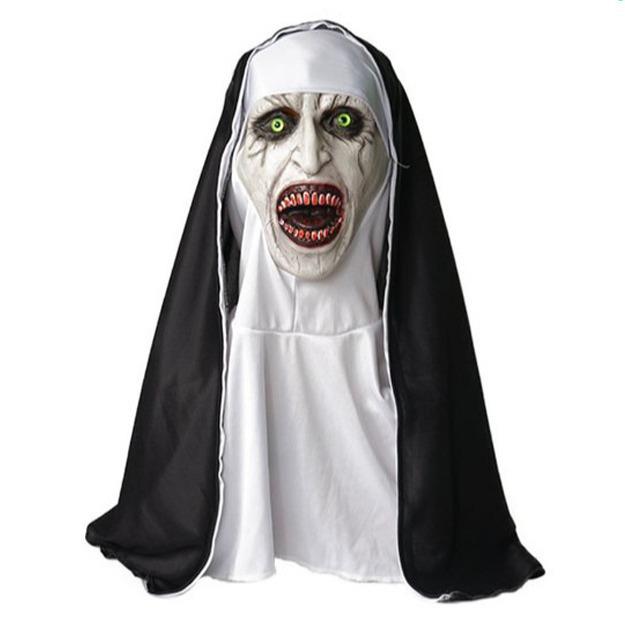 Evocation of the Soul2Horror Nun Mask Glowing Latex Headgear Scary Halloween Costume Party Cos Props
