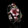 Exquisite Women's Jewelry Red Flower  Silver Ring Creative Elegant Women's Jewelry Attend Banquet Wedding Ring