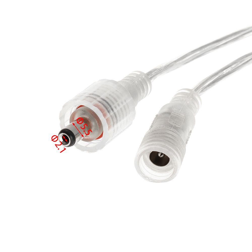 20 см светодиодная лента DC 5,5 x 2,1 мм мужской и женский разъем 2-контактный провод питания IP68 водонепроницаемый