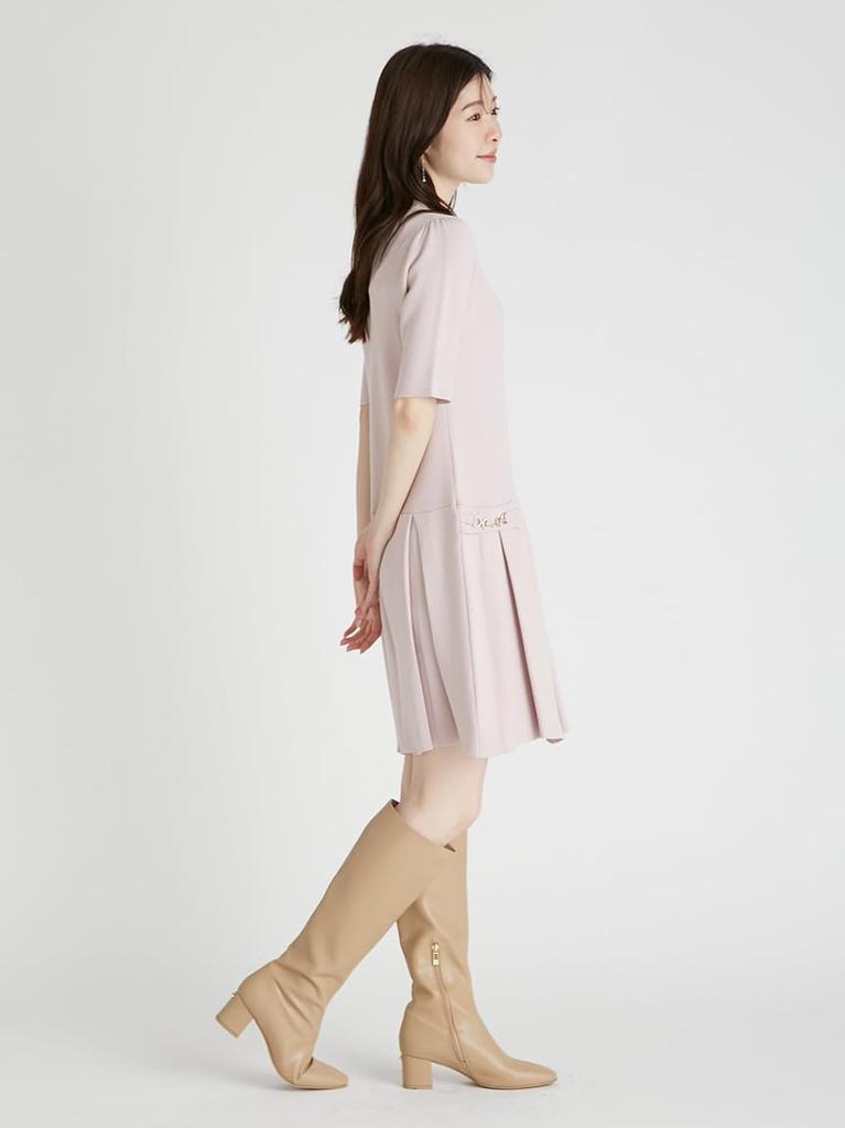 Плиссированное трикотажное платье CWNO254097LPNK36