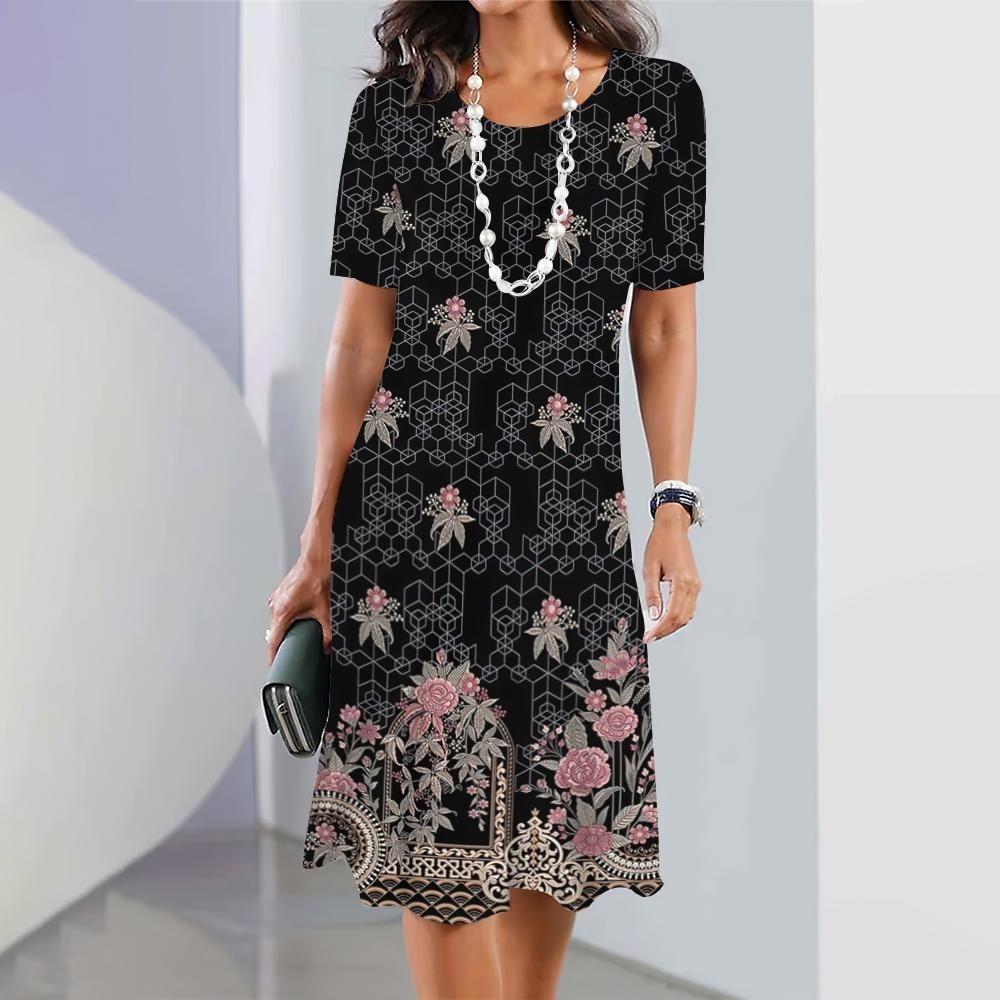 Новое женское платье с этническим принтом, элегантное и красивое, летнее платье миди больших размеров для женщин