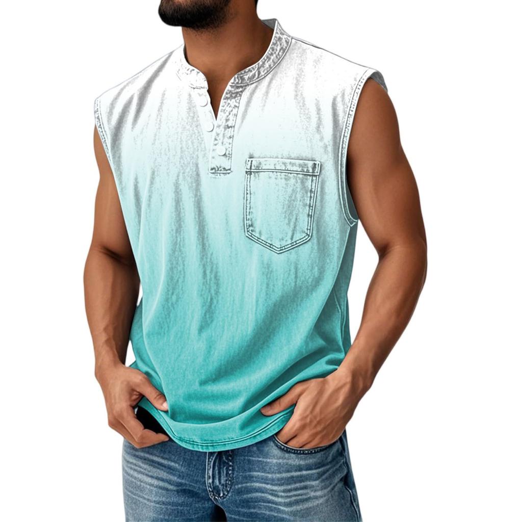 Мужская состаренная рубашка без рукавов с градиентным принтом