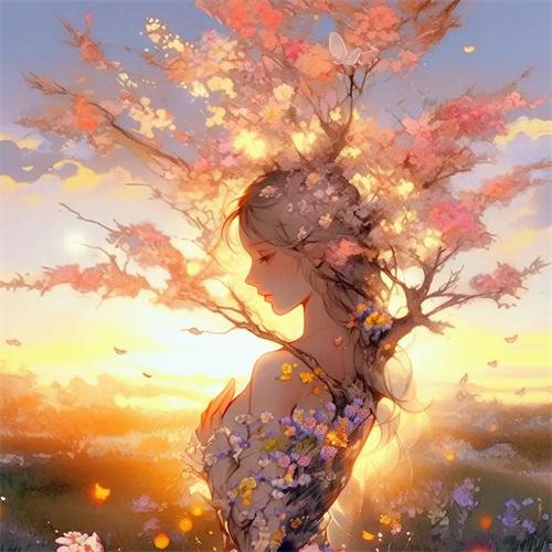 5D Diy Алмазная картина Дерево Девушка Вышивка Мозаика Закат Пейзаж Полный Квадрат Круглый Домашний Декор