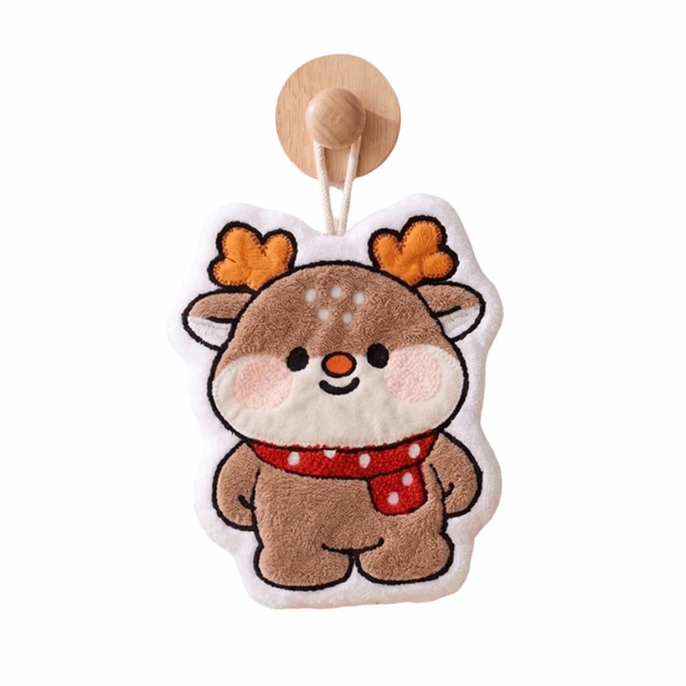 Creative Xmas Hanging Hand Towel Kawaii Coral Velvet Christmas Tree Hand Towel Cartoon Quick Drying Kitchen Cute Wipe Cloth