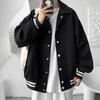 Mens Baseball Jacket Thick Solid Color Lapel Loose Retro Streetwear Casual Coat