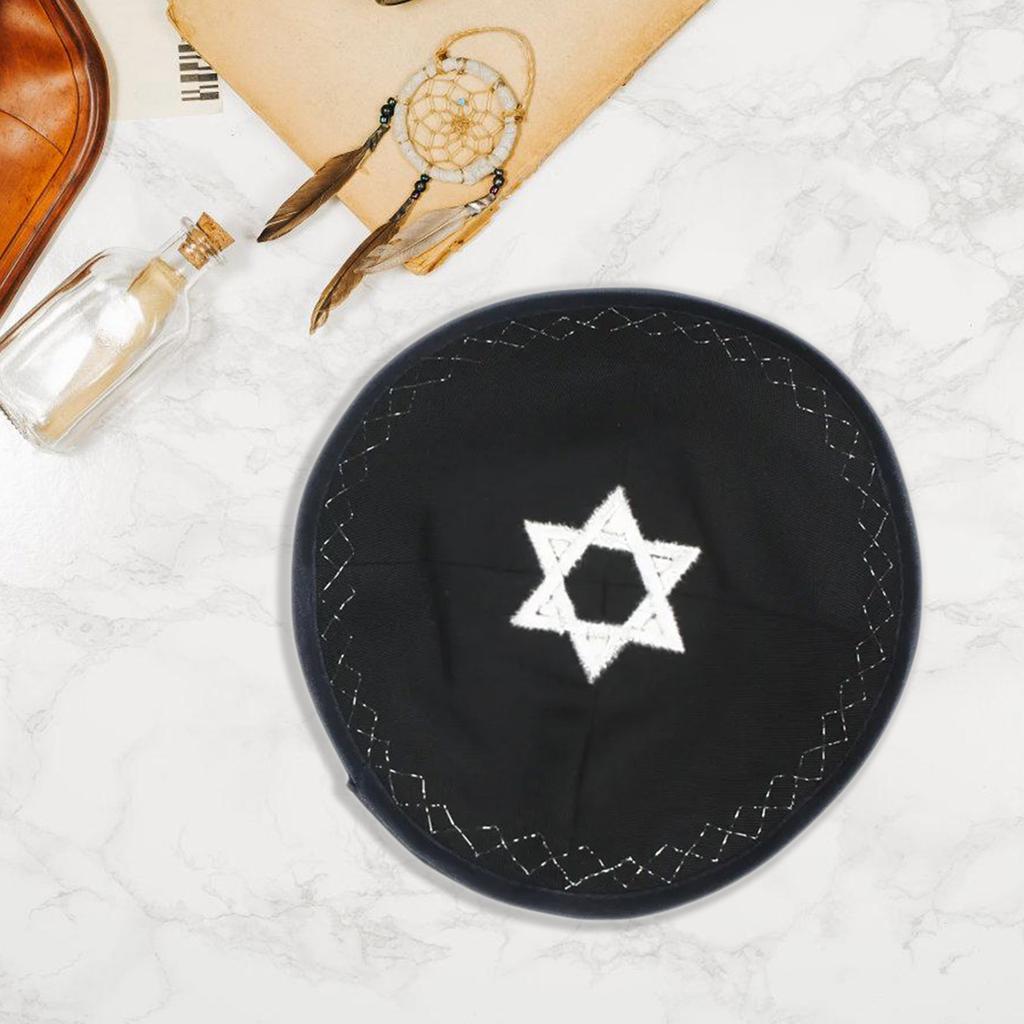 Elegant Kippah Cap for Adult Jewish Hat Embroidery Star Kippa Cap Comfortable Yarmulke Hat Judaism Kippa Hat Accessory