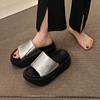 2024 Summer Height Increasing Women Slipper Fashion Open Toe Slip On Sandalias Ladies Elegant Outdoor Beach Platform Slides