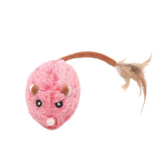 Электрическая мышь, игрушка для кошек, USB-перезаряжаемая интерактивная игрушка для котят с перьевым хвостом, автоматическая движущаяся плюшевая игрушка