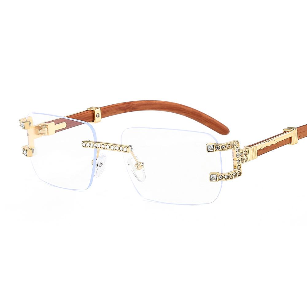 Vintage Fashion Luxury Brand Designer Rimless Diamond Sunglasses Women Crystal Rhinestone Square Sun Glasses For Men Uv400