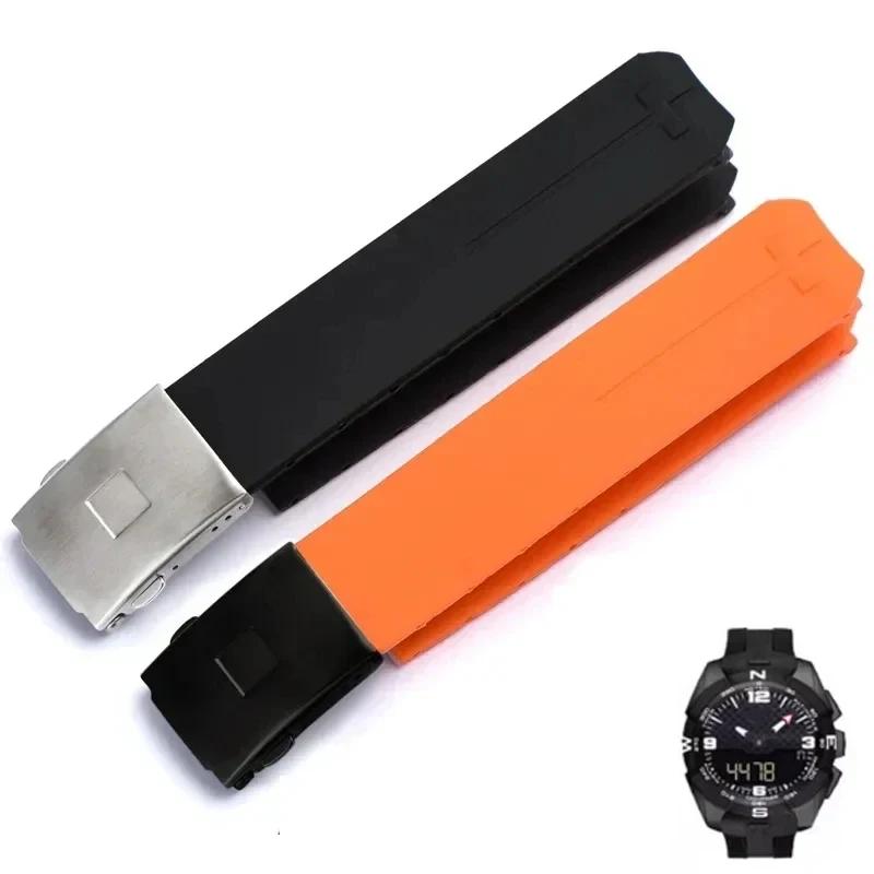 Для Tissot 1853 Tengzhi T-Touch оригинальный T013 Резиновый Силиконовый ремешок для часов T047T081T33 Черный Оранжевый водонепроницаемые ремешки для часов 20 мм