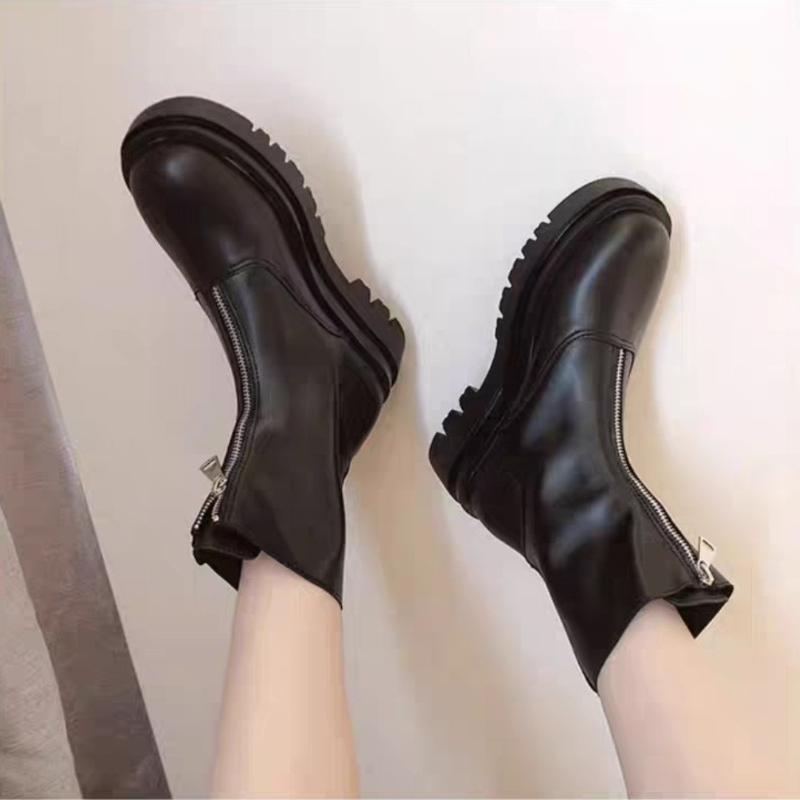 Брендовая женская обувь 2024 года, новые женские ботинки на платформе с круглым носком, зимняя мода, панк-молния, мотоциклетные ботинки, женские, Zapatos De Mujer