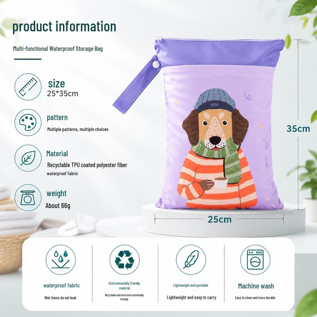 Renewable Fabric Waterproof Bag with Double Layer Wet-Dry Separation - Outdoor Multifunctional Hanging Storage Bag