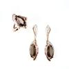 925 Sterling Silver Ring Earrings Jewelry Set Natural Smoky Quartz Mq8*16mm Gemstone Fine Jewelry for Anniversaries Party