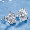 Huitan Fancy Flower Shaped Women's Stud Earrings with White Cubic Zirconia Bling Bridal Wedding Ceremony Party Fashion Jewelry
