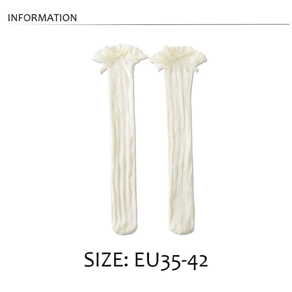 Носки из черного кружева в стиле Y2K, ультратонкие носки до колена, носки с оборками в японском стиле, платье