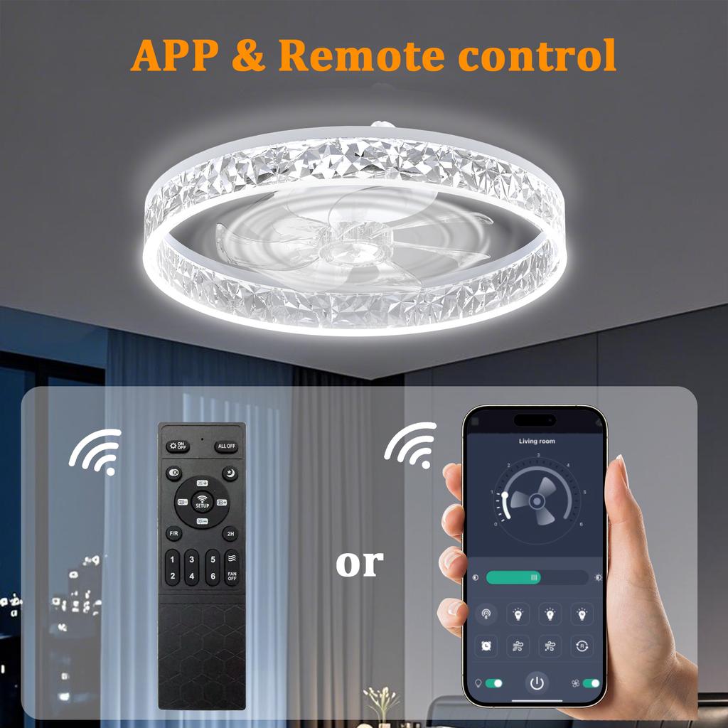 20" Современные потолочные вентиляторы с подсветкой и пультом дистанционного управления, Диммируемый низкопрофильный потолочный вентилятор, Потолочный вентилятор с плафоном, 6 скоростей, Мощность ветра