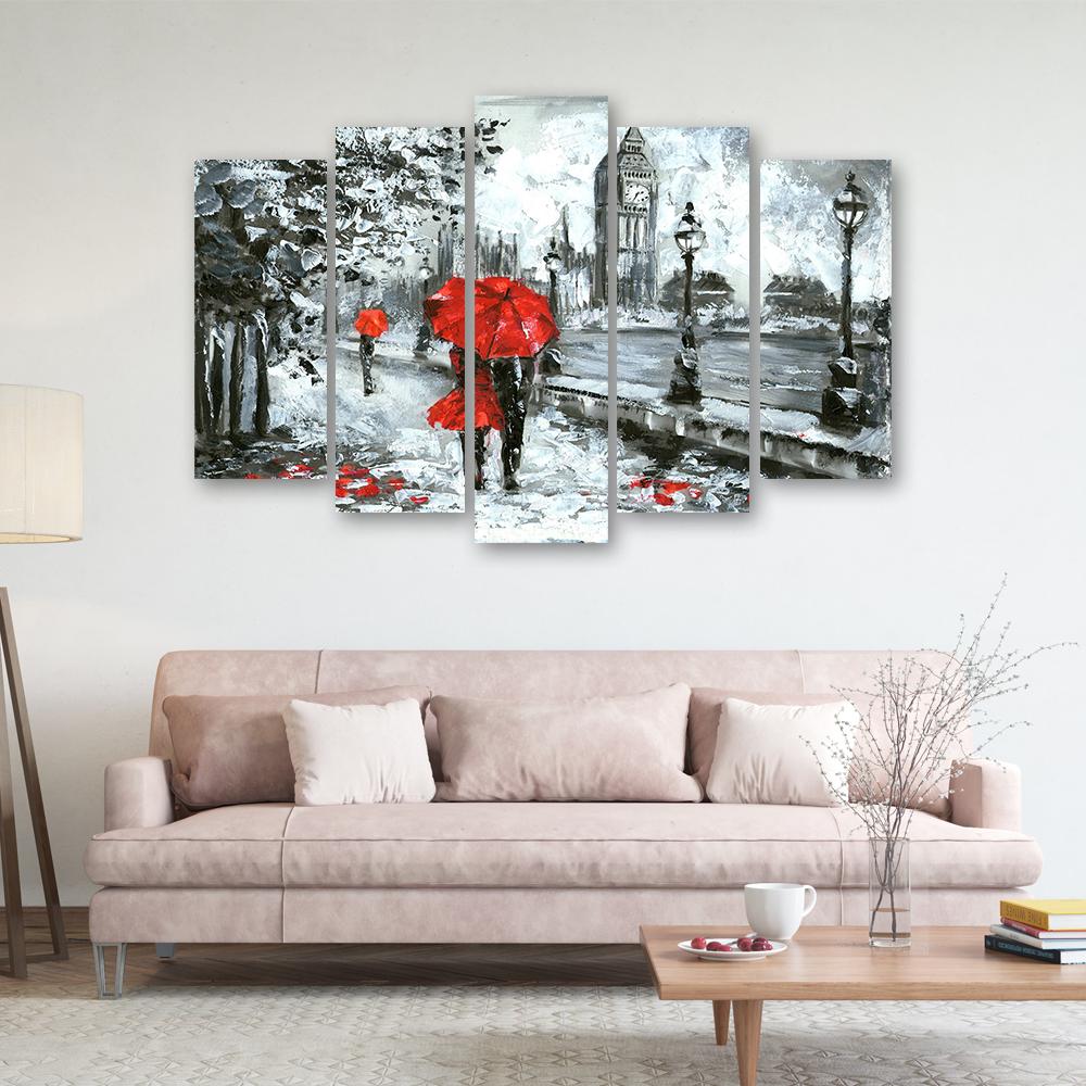 Five Piece Picture Canvas Print London Walk Big Ben