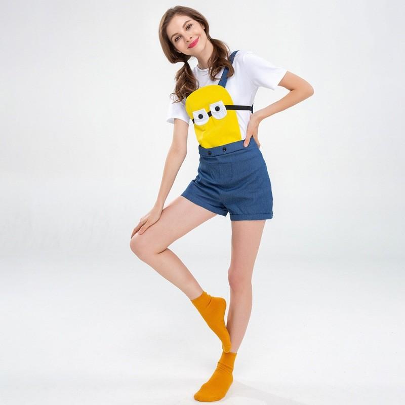Adorable Minions Costume Set For Halloween Party Featuring Cute Cartoon Design For Women
