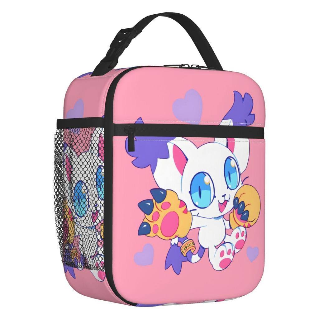 Custom Gatomon Insulated Lunch Tote Bag for Women Men Adventure Anime Portable Cooler Thermal Bento Box Work School Travel