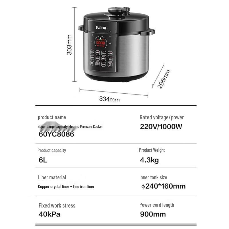 Многофункциональная электрическая скороварка SUPOR 6 л