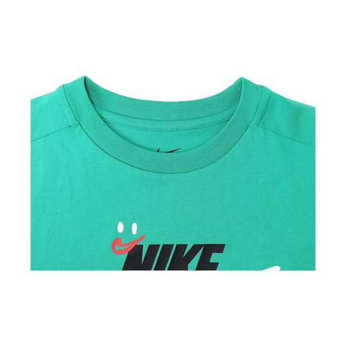 Мужская зеленая футболка Nike с принтованным логотипом, круглым вырезом и рукавами реглан