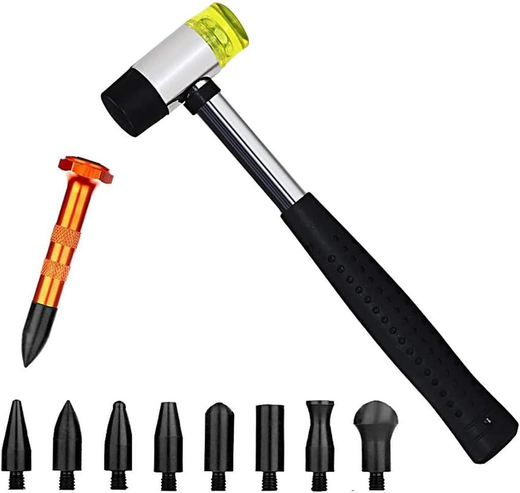 10Pcs Car Body Dent Repair Tool Kits Paintless Dent Removal Tap Down Tools Dent Rubber Hammer Auto Body DIY Dent Fix Tools