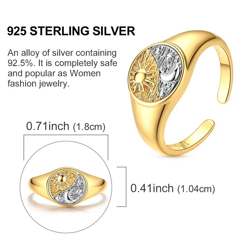 Original 925 Silver Ring Sparking Bee Eye Sun Moon Star Open Rings for Women Girls Jewelry Birthday Anniversary Engagement Gifts