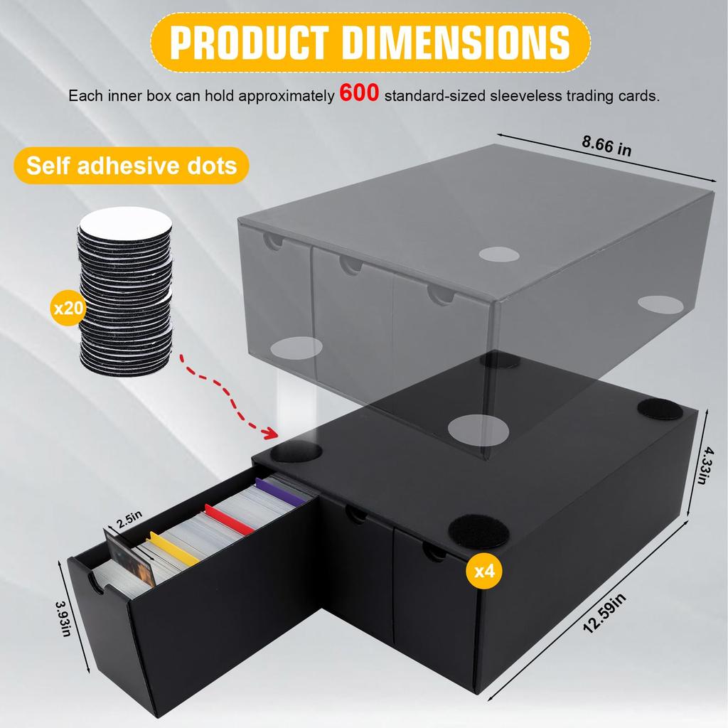 Коробка для хранения коллекционных карточек QLOUNI с коробкой, органайзером на 48 карточек для коллекционных карточек TCG MTG PTCG, бейсбольных карточек с этикетками, лентой 12-600CT и разделителями,