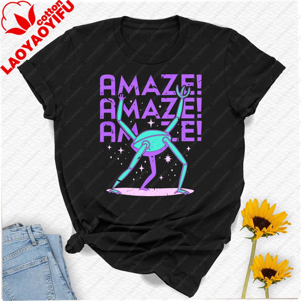 Vibrant Retro Cyber Amaze Project Hail Mary Inspired Sci Fi Unisex Alien Tshirt Psychedelic YK Space Extraterrestrial Streetwear