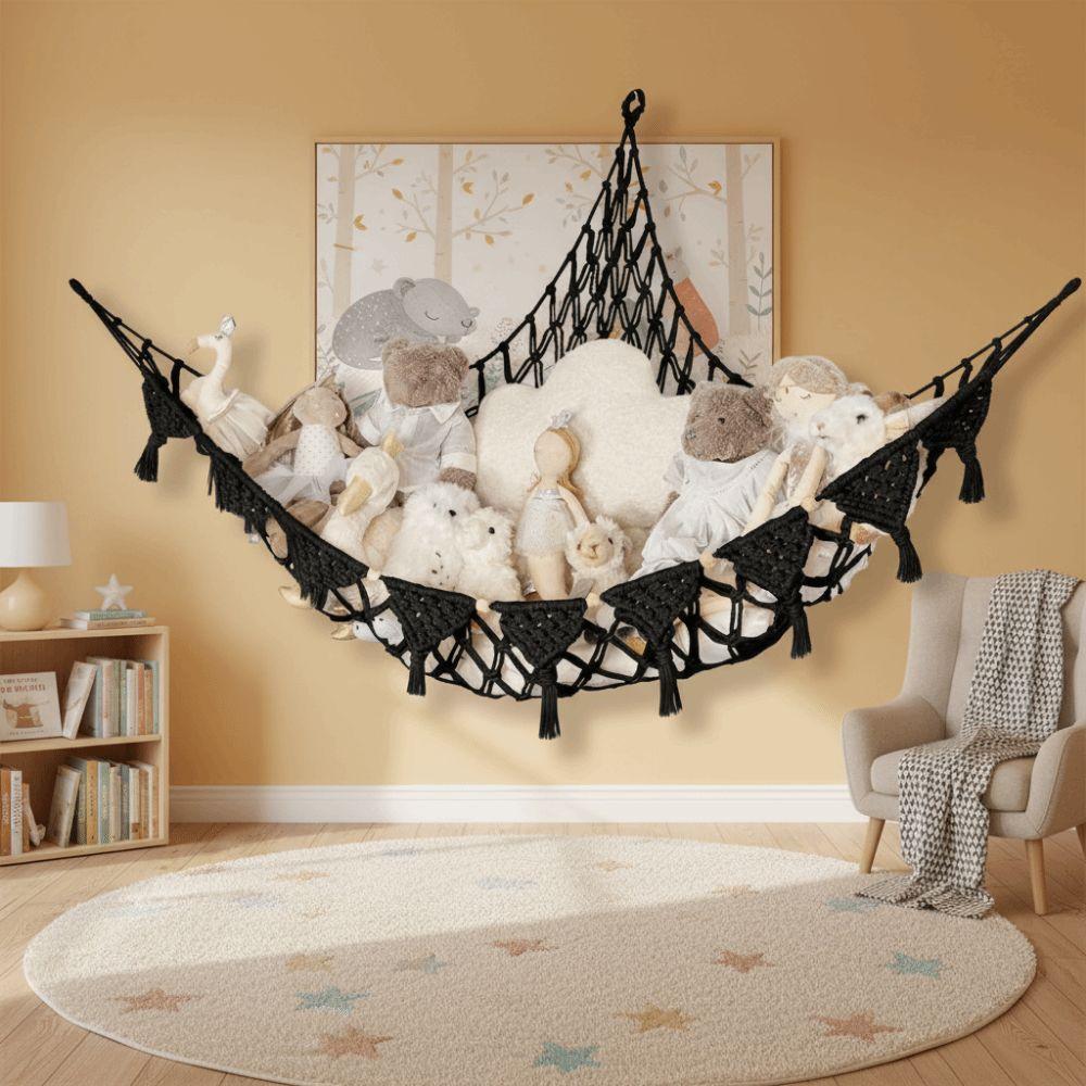 Jumbo Stuffed Animal Hammock Giant Capacity Woven Mesh Toy Net Holder Triangle Macrame Organizer Plush Holder Wall Corner