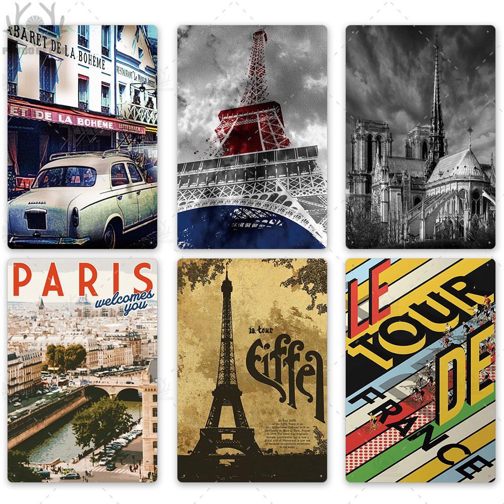 Decor Paris Vintage Tin Sign Plaque Metal Retro British Coffee Bar House Home Living Room Decorative Wall Poster