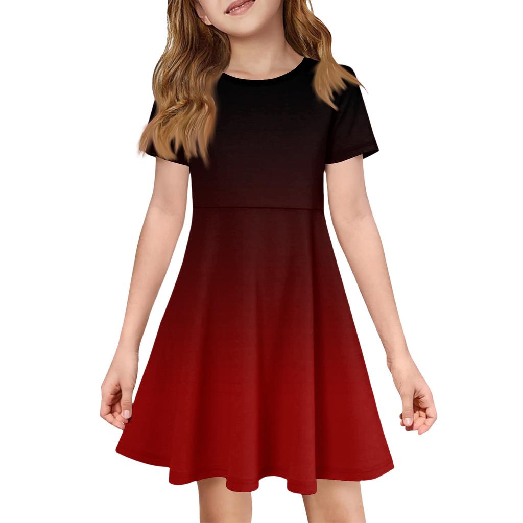 Девочка Летнее Платье Цвет & Принт Короткий Рукав Платье С Карманом Повседневное Платье Короткий Рукав Вечернее Платье Пасхальный День