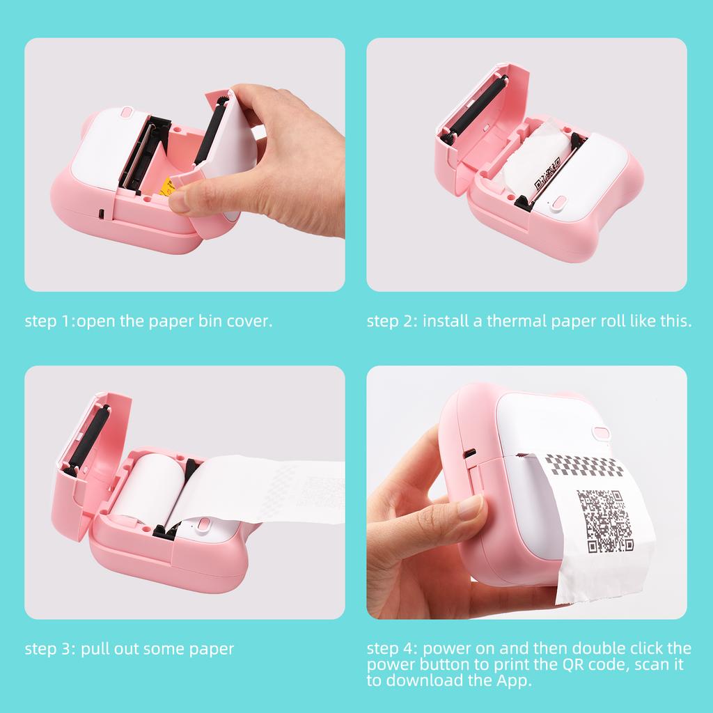 Мини карманный фотопринтер портативная термопечатающая машина 190 точек на дюйм беспроводное соединение BT для