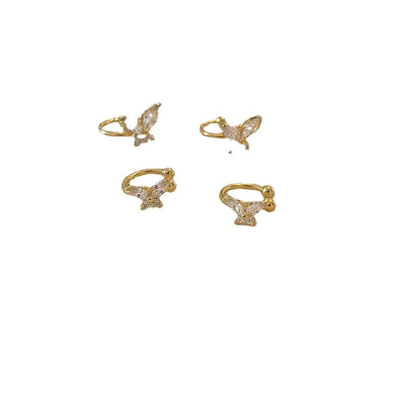 Лето 2022 г. Легкие роскошные серьги-клипсы в форме бабочки: Непирсинг, элегантный, нишевый дизайн для женщин