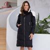 HaiLuoZi Новая женская зимняя куртка с теплым капюшоном и мехом, длинное стильное женское пальто с большими карманами, высококачественное стеганое женское пальто на молнии 3061