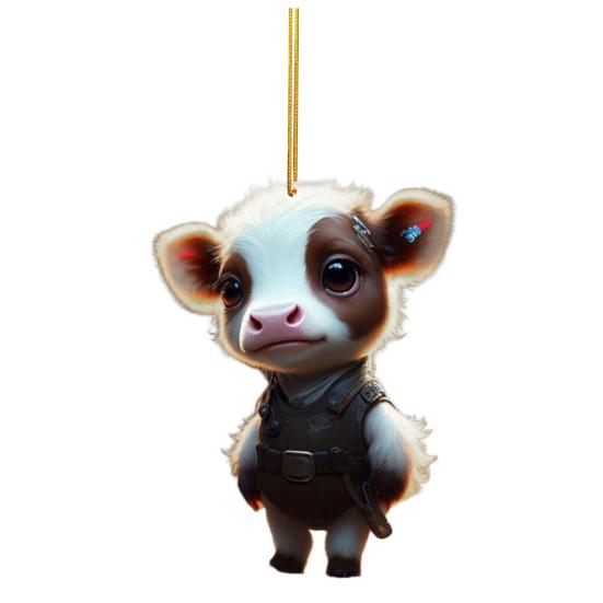 Милый мультяшный хайлендский коровий автомобильный кулон, акриловый художественный ремесленный орнамент, прекрасный автомобиль, зеркало заднего вида, украшение для дома, Рождественская елка, подвесное украшение, подарок