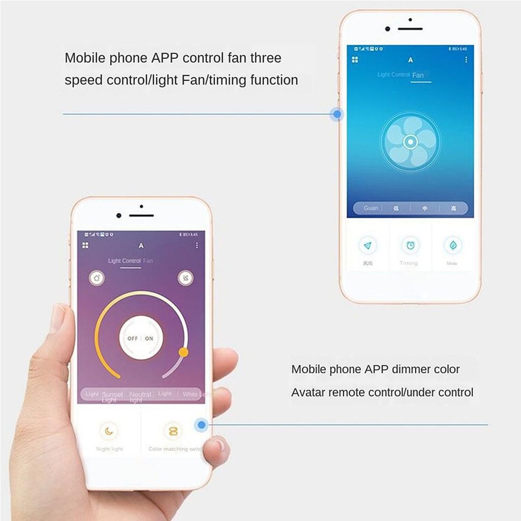 Электрический вентилятор 50 см, интеллектуальный потолочный вентилятор с лампой, декоративная лампа для спальни, смарт-управление через приложение с пультом дистанционного управления