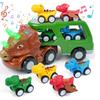 Dinosaur Truck Toy, The Best Birthday Gift For Boys, A Transport Toy Set With Music And Lights, Dinosaur Transport Vehicle, With 4 Wind-up Cars.