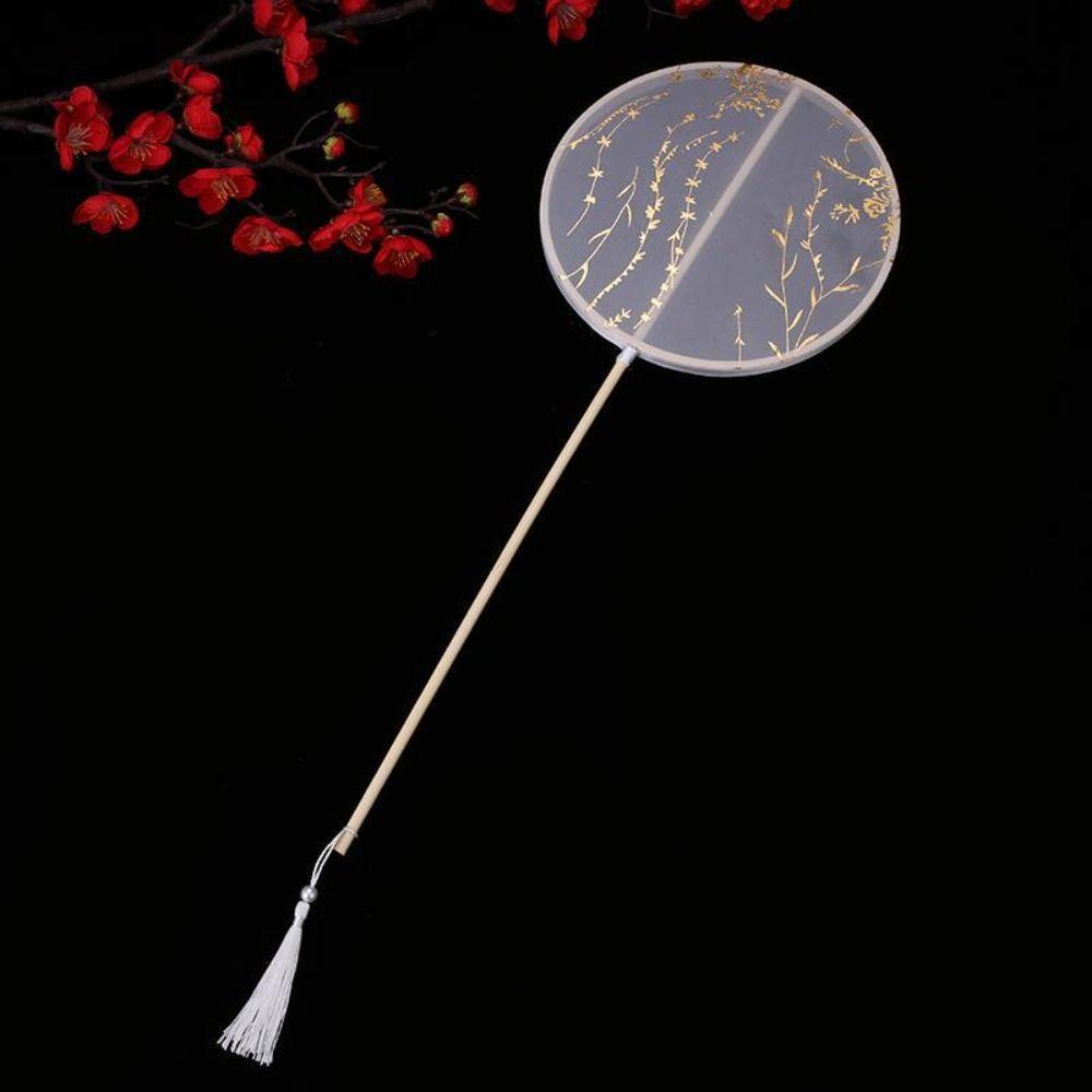 Long Handle Embroidery Fan Chinese Style Silk Fan Ancient Tuan Fan  Photography Prop