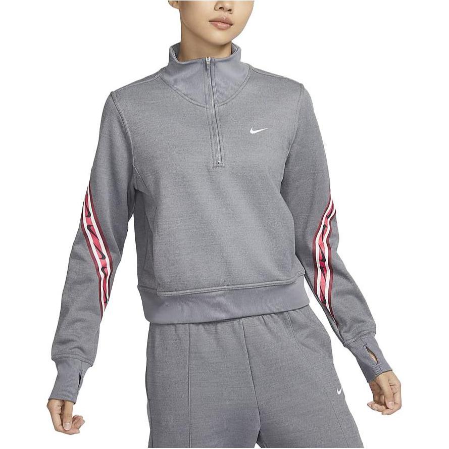Nike Therma-Fit One Printed Stand Collard Half-molny Casual Long Sleeve Hoody Women sweatshirt Carbon-Gray FB5170-091