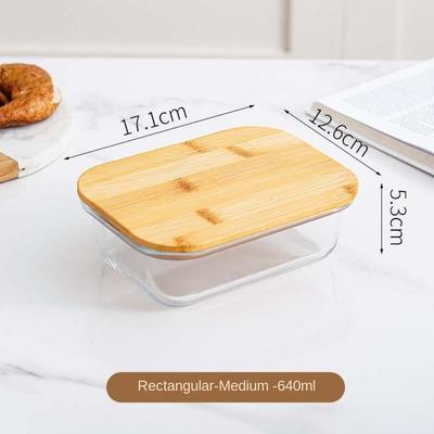 Стеклянный контейнер для хранения продуктов, термостойкий, из высокоборосиликатного стекла, контейнеры для хранения продуктов, бамбуковая крышка, герметичный, для микроволновой печи, ланч-бокс
